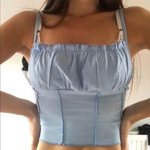 Piping lettuce edge cropped cami top